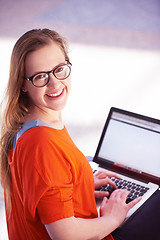 Image showing student girl with laptop computer