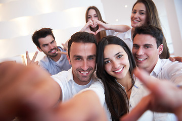 Image showing group of friends taking selfie