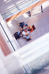 Image showing students group working on school  project  together