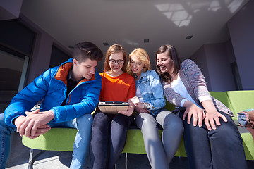 Image showing students group working on school  project  together