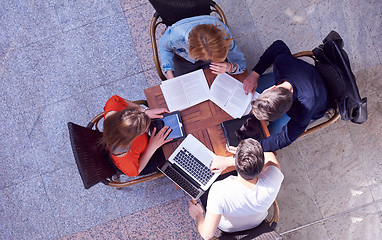 Image showing students group working on school  project  together