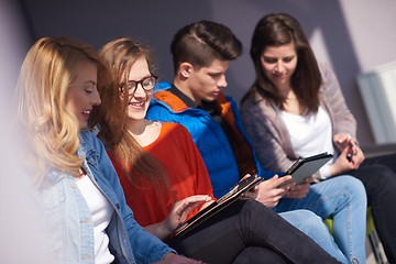 Image showing students group working on school  project  together