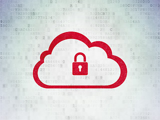 Image showing Cloud technology concept: Cloud With Padlock on Digital Paper background