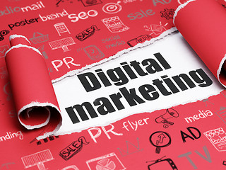 Image showing Marketing concept: black text Digital Marketing under the piece of  torn paper