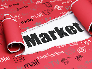 Image showing Marketing concept: black text Market under the piece of  torn paper