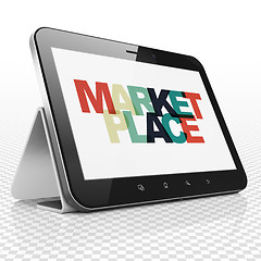 Image showing Marketing concept: Tablet Computer with Marketplace on  display