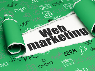 Image showing Web development concept: black text Web Marketing under the piece of  torn paper