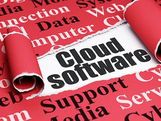Image showing Cloud technology concept: black text Cloud Software under the piece of  torn paper