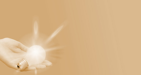 Image showing Background with lit lightbulb