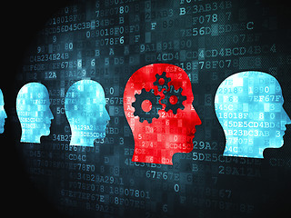 Image showing Education concept: Head With Gears on digital background