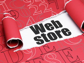 Image showing Web design concept: black text Web Store under the piece of  torn paper