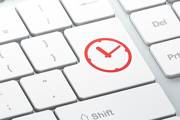 Image showing Time concept: Clock on computer keyboard background