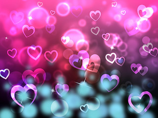 Image showing Glow Bokeh Shows Heart Shapes And Backdrop