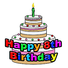 Image showing Happy Eighth Birthday Indicates Celebration Party And Greetings