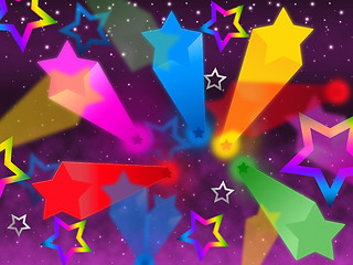 Image showing Colorful Stars Background Means Rainbow Space And Bright\r