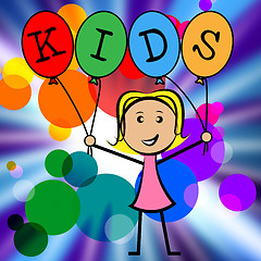 Image showing Kids Balloons Shows Youths Female And Youngster