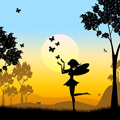 Image showing Silhouette Fairy Shows Faries Fairyland And Silhouettes
