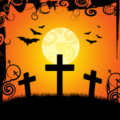 Image showing Halloween Graveyard Represents Trick Or Treat And Afterlife