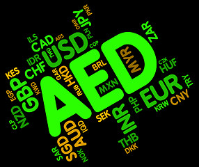 Image showing Aed Currency Indicates United Arab Emirates And Dirham