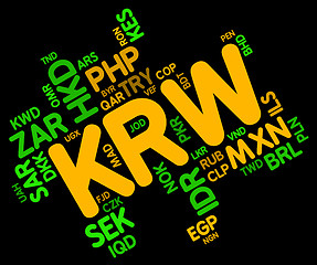 Image showing Krw Currency Represents South Korean Wons And Broker