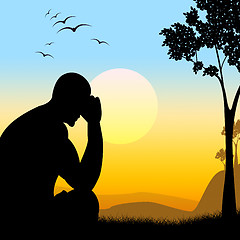 Image showing Depressed Silhouette Represents Lost Hope And Man