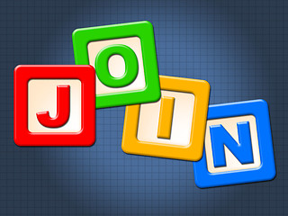 Image showing Join Kids Blocks Represents Sign Up And Youngster
