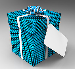 Image showing Gift Tag Means Empty Space And Celebrate