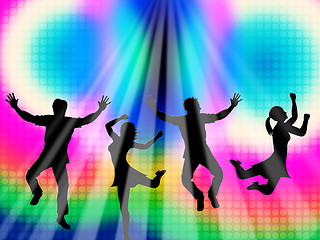 Image showing Colorful Jumping Means Friends Vibrant And Multicolored