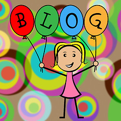 Image showing Blog Balloons Shows Young Woman And Kids