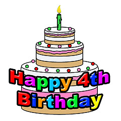Image showing Happy Fourth Birthday Means Greeting Celebrate And Congratulation