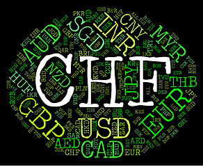 Image showing Chf Currency Shows Swiss Franc And Banknotes