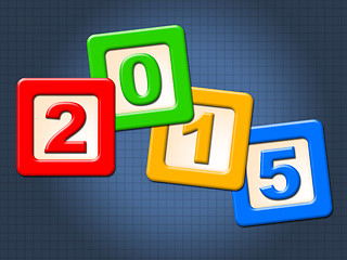 Image showing Twenty Fifteen Blocks Means Happy New Year And Annual