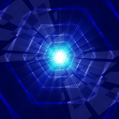 Image showing Blue Light Background Shows Hexagons Beams And Shining\r