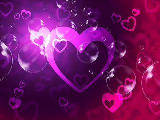 Image showing Hearts Background Shows Romantic Relationship And Marriage\r
