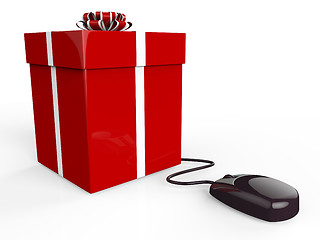 Image showing Gift Online Means World Wide Web And Box