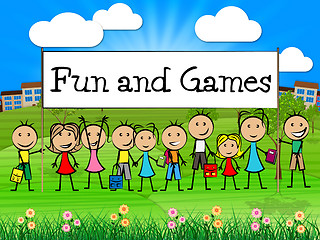 Image showing Fun And Games Means Leisure Gaming And Kid