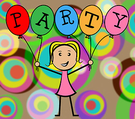 Image showing Party Balloons Represents Young Woman And Kids