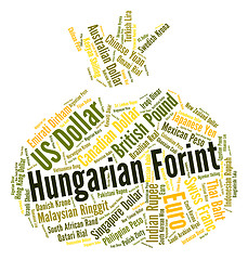 Image showing Hungarian Forint Means Exchange Rate And Banknotes