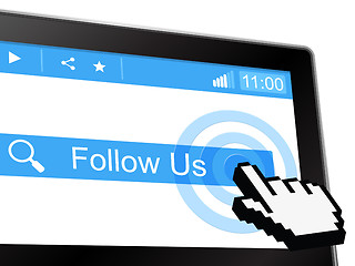 Image showing Follow Us Represents Social Media And Fan