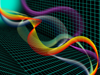 Image showing Green Twisting Background Means Wavy Lines And Grid \r