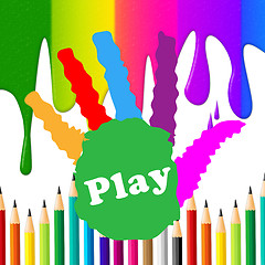 Image showing Play Handprint Indicates Free Time And Artwork