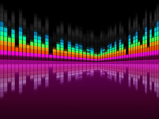 Image showing Purple Soundwaves Background Shows DJ Music And Songs\r