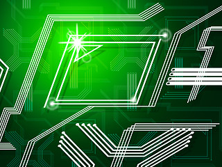 Image showing Green Lines Background Shows Telecommunications And Data Pathway