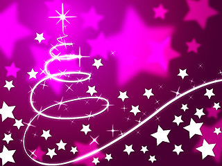 Image showing Purple Christmas Tree Background Means Holiday Season And Stars\r