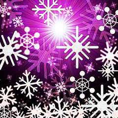 Image showing Snowflake Background Means Snowing Sun And Winter\r
