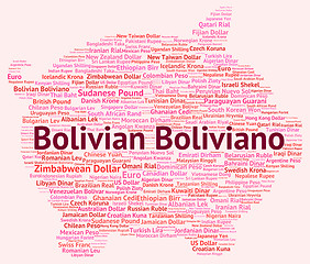 Image showing Bolivian Boliviano Indicates Exchange Rate And Banknotes