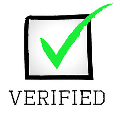 Image showing Verified Tick Means Guaranteed Authentic And Approved