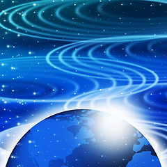 Image showing Blye Rippling Background Means Ripples Circles And Earth\r