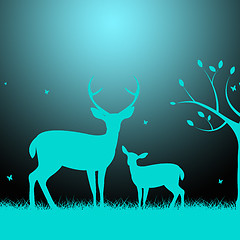 Image showing Deer Wildlife Indicates Night Time And Darkness