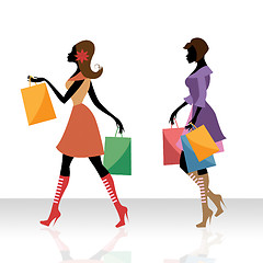 Image showing Women Shopping Indicates Retail Sales And Adult